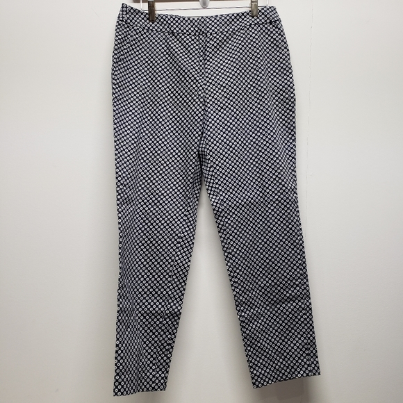 Valerie Bertinelli Pants - Valerie Bertinelli Cropped Pointi Pants Size 6 Navy White Work Preppy